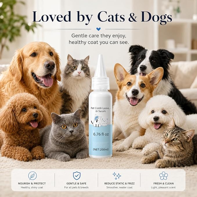 Pet Steam Brush Dog Cat 2026 New Grooming Comb for Shedding Concentrated Waterless Shampoo, Pet Comb Leave-in serum, 2*Shampoo(Steam Brush not Included)