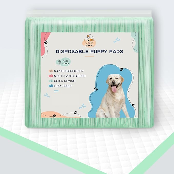 Dog Pee Pads Extra Large 30" × 36" - 40 Count, XXL Urine Underpads|Unscented Green Pet Pee Pads, Super Absorbent & Leak-Proof Potty Pads for Doggies