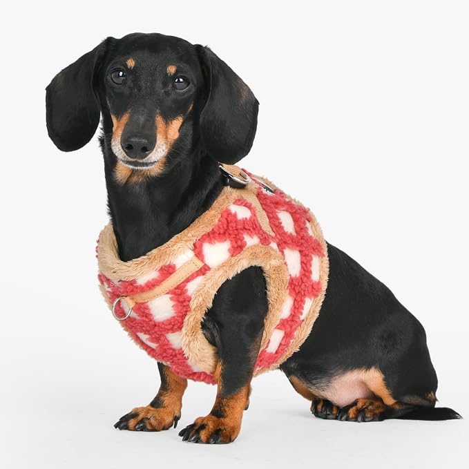 Puppia Stefan Vest Dog Harness Step-in Warm Winter Tumbling Waffle Pattern for Small and Medium Dog, Coral, Large