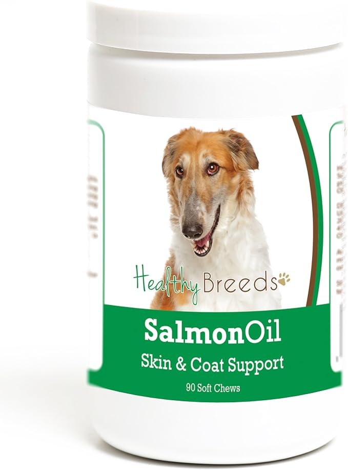 Healthy Breeds Borzois Salmon Oil Soft Chews 90 Count, Brown