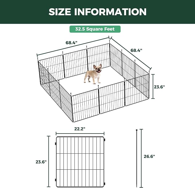 FXW MiniPaws Unleashed Dog Playpen, 24in 12 Panels
