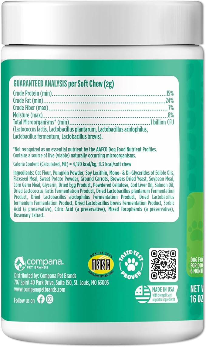 Doggie Dailies Probiotic Soft Chews for Dogs, Pumpkin, 225 Count