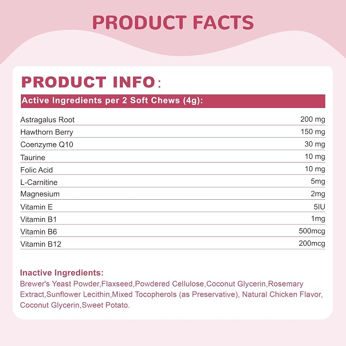 Heart Support Supplement for Dogs 400ct, Taurine for Senior & Puppy Dogs, Dog Multivitamin with CoQ10 & L-Carnitine for Heart, Cardiovascular & Antioxidant Support