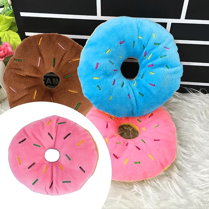 Aggressive Chew Toys for Large Dogs, Indestructible Durable Fabric Cute Dog Toy for Aggressive Chewers,Donut Heavy Duty Squeaky Interactive Dog Toys for Anxiety Relief Playing Teething Puppy Home