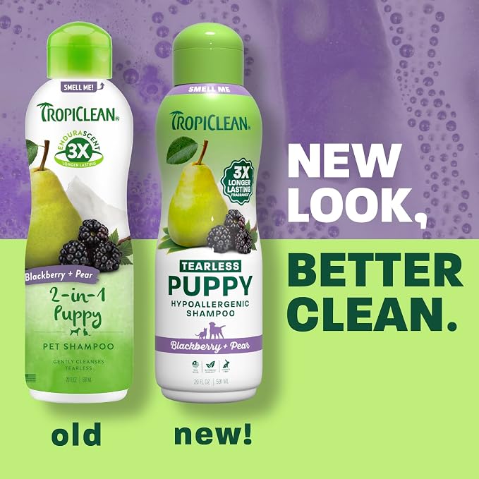 TropiClean Tearless Puppy Shampoo, 3X Long-Lasting Scent, 20oz