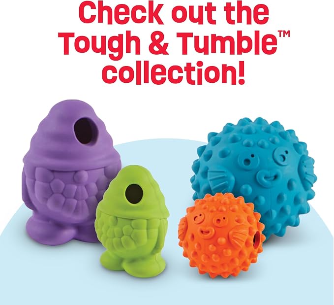Brightkins Tough & Tumble Treat Dispenser Large Pufferfish - Interactive Dog Toys, Dog Treat Dispenser Toy, Puppy Training Toys, Durable Puzzle Balls for Dogs, Enrichment Slow Feeder Ball
