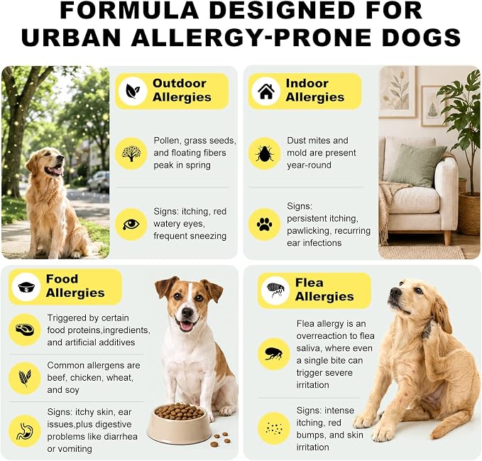 Dog Allergy Chews, Dog multivitamin Itching Skin Relief, Anti Itch,60 Chews