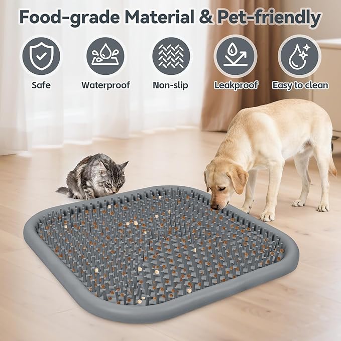Snuffle Mat for Dogs, 23.6" x 23.6" Silicone Dog Feeding Mat Sniffing Interactive Feeding Game Encourages Natural Foraging Slow Feeder for Small/Medium/Large Dogs, Indoor & Outdoor