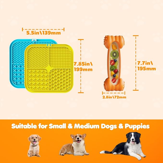 Dog Enrichment Toys 6 Pack - Dog Toys to Keep Them Busy, Lick Mat, Ball & Bowl with Peanut Butter,Frozen Treat Puzzle Dispenser for Anxiety Relief, Reduce Boredom, Perfect for Bathing Grooming