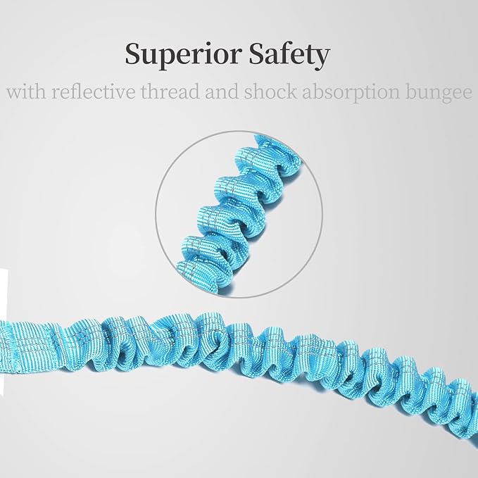 iYoShop Double Dog Leash with 3 Extra Traffic Handles, 15-120 lbs, Blue | 360 Swivel No Tangle, Dual Dog Walking, Shock Absorbing Reflective Bungee, for Two Dogs