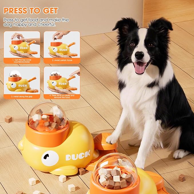 Dog Interactive Treat Dispenser, 2026 New Yellow Duck Cat Treat Dispenser, Interactive Dog Toys Food Puzzle Slow Feeder, Dog Food Slow Treat Feeding Dispenser for Small & Large Cats Dogs