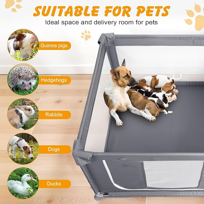 48x48x26 Inch Dog Playpen for Puppies and Small Dogs, Foldable Portable Indoor Pet Fence with Gate,Dog Play Enclosure