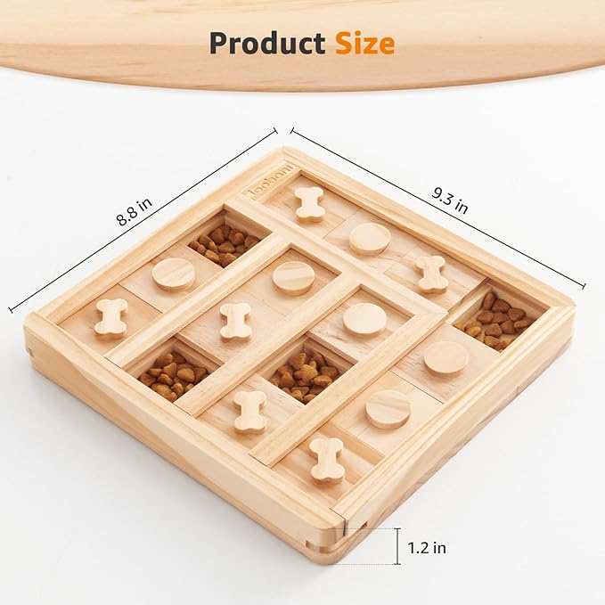 LOOBANI Dog Puzzle Toys Wooden - Interactive Toys for Boredom, IQ Training and Mental Brain Stimulation, Treat Dispensing and Entertainment Toys/Food Slow Feeder for Small to Large Dogs