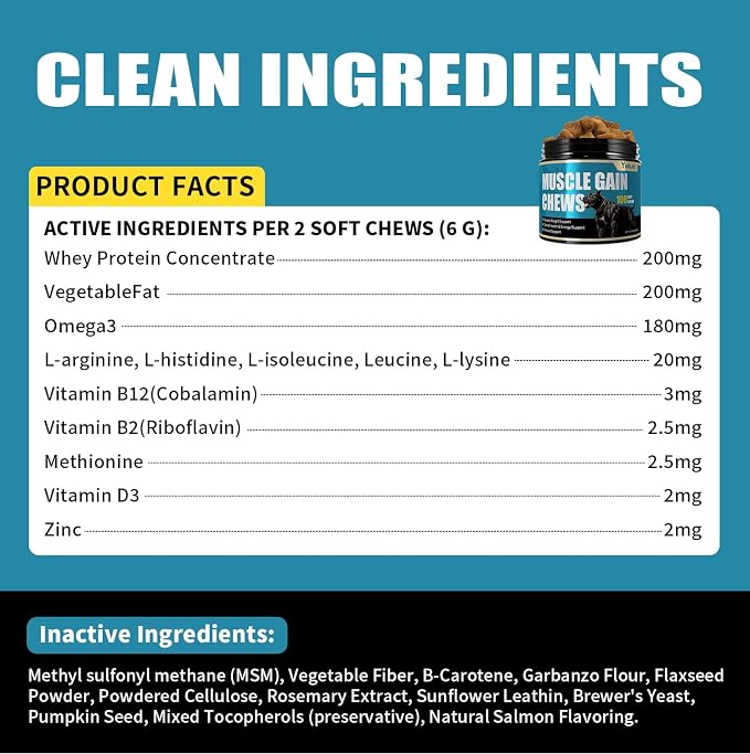 Dog Muscle Gain Power Chew-Canine Weight Gainer Formula,High Protein