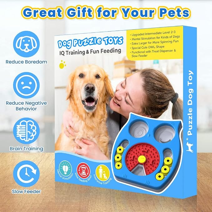 Joansan Dog Puzzle Toy, Enrichment Toy Treat Dispenser for IQ Stimulation | Lick-mat, Food Reward Puzzle Game Keeps Dogs Busy, Mental Stimulation to Reduce Anxiety for Puppies Dogs Cats