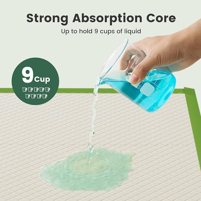 Gardner Pet Dog Pee Pads Extra Large 28"x34", XL Thicker ECO Green Disposable Puppy Training Pads Super Absorbent Full Edge-Wrapping Pad for Dogs, Puppies, Cats, Rabbits (150 Count)
