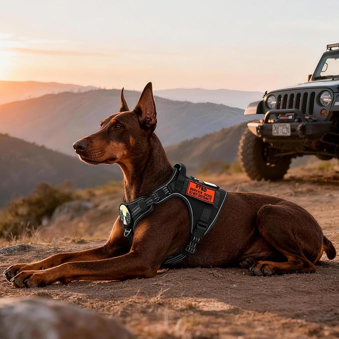 rabbitgoo Tactical Dog Harness for Large Dogs, No Pull Service Pet Vest | Military Molle System & Easy Control Handle, Adjustable and Reflective for Walking and Training, Black, X-Large