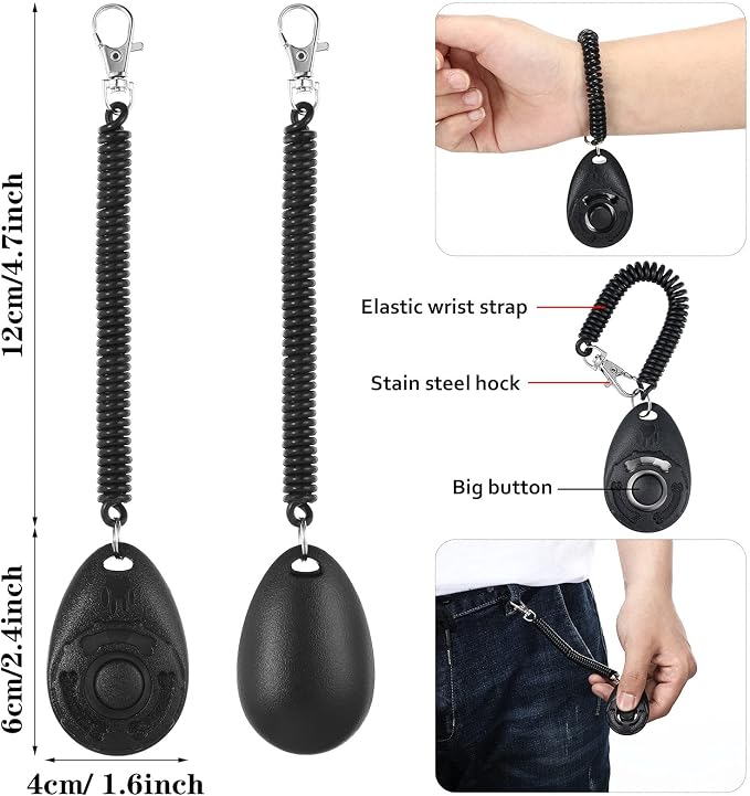 Frienda 9 Pieces Dog Training Clicker with Wrist Strap Pet Behavioral Training Clicker for Dogs Cats Birds Horses(Water Drop Style,Multicolor)