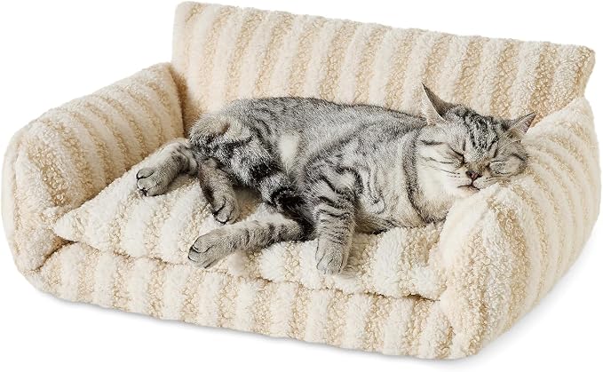 Hollypet Cat Bed Small Dog Orthopedic Couch Beds for Pets up to 13 lbs | Fluffy Multifunctional Double-Layer Warming Kitten Pet Couch Orthopedic Beds with Machine Washable Cover and Non-Slip Bottom