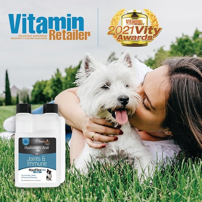 Hyalogic HyaFlex Pro Pure (8 fl oz) - Canine Hyaluronic Acid & Zinc Dog Supplement - Joint & Immune Dog Health Supplies - Liquid Canine Joint Supplement - Promotes Healthy Cartilage & Flexibility