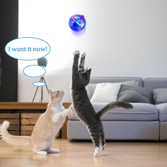 Frienda 4 Pcs Light up Cat Ball LED Motion Ghost Hunting Cat Ball(Clear) | Interactive LED Toy for Cats, Glowing Exercise with Motion Activated, Ghost Hunting Pet Indoor Play, Mini Running Ball