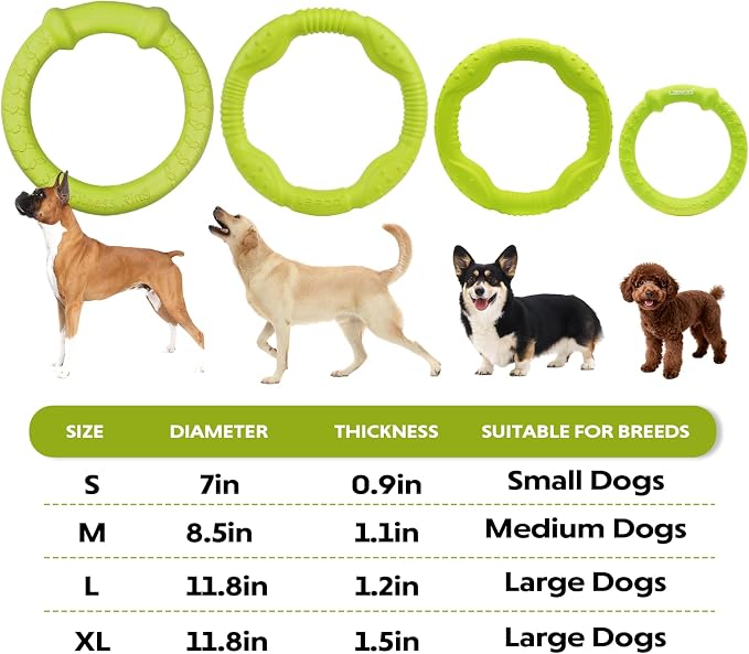 LaRoo Dog Ring Toy, Durable Soft Flying Disc, Thickened, Floatable Pool Toy for Medium Large Dogs, Interactive Tug of War & Fetch Toy for Outdoor Training, Teeth Cleaning & Exercise (Green-11.8inch)