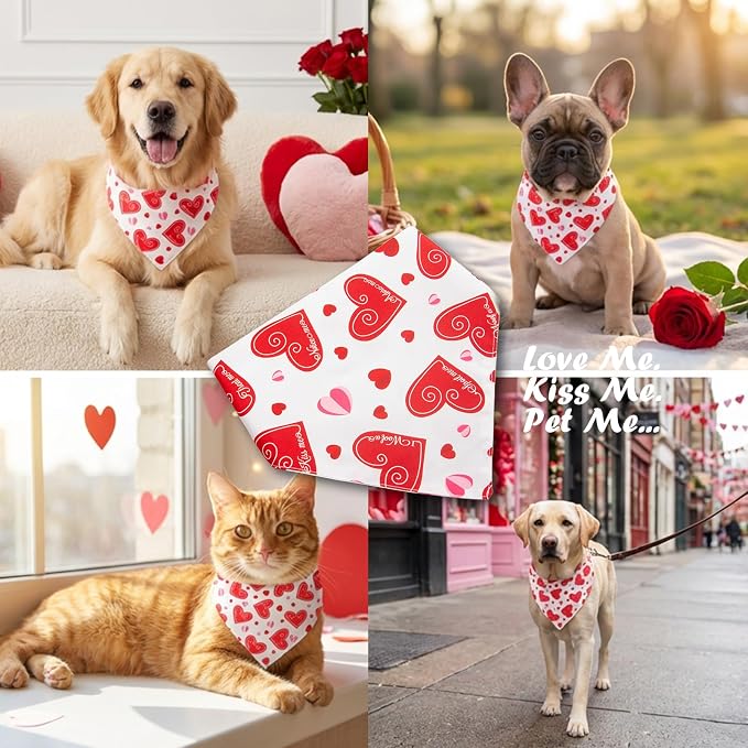 Valentine’s Day Dog Bandanas, Medium, Small