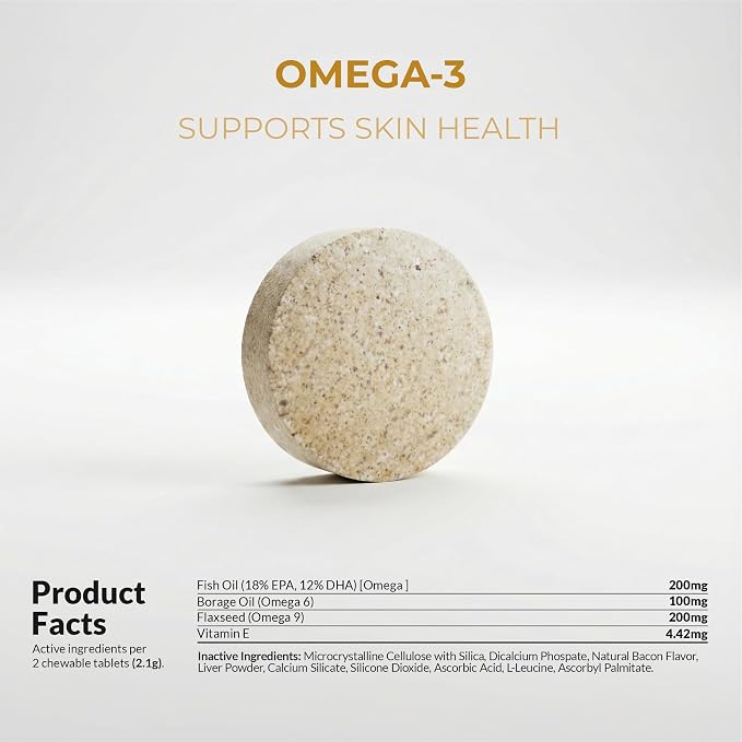 Omega 3 Fish Oil for Dogs 120 Tablets - Skin, Coat & Joint Support