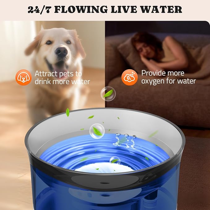 Pawtners Dog Water Fountain with Vortex Filter, 1 Gal, Medium Fountain