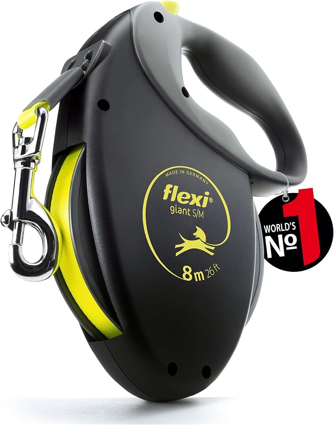 Trixie Flexi Neon Giant Tape Dog Leash (M) (Black/Neon)