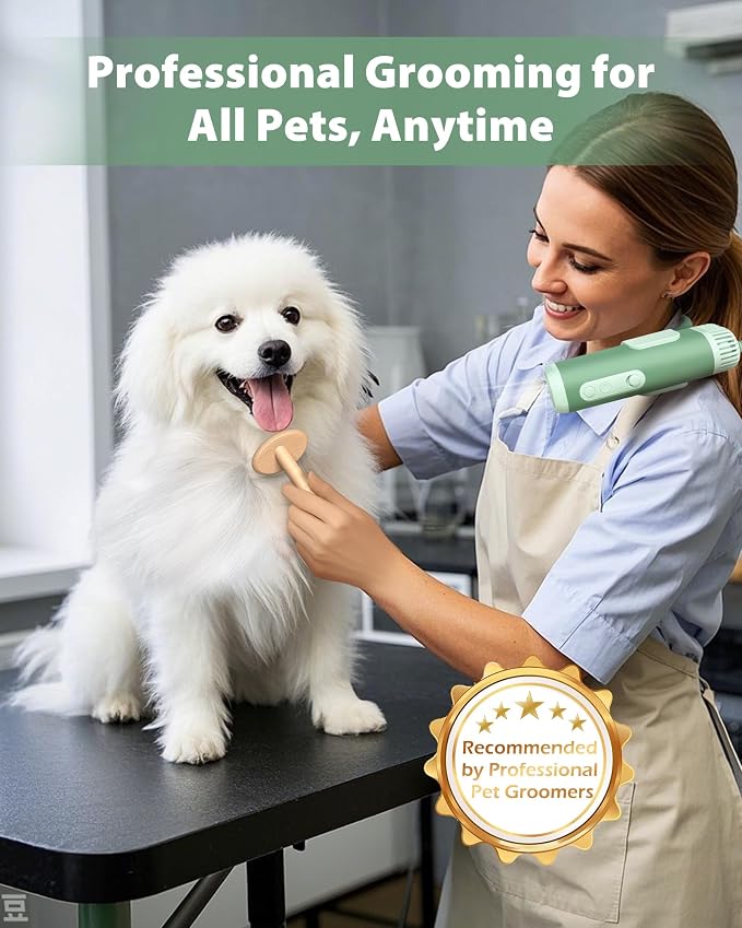 Hands-Free Dog Hair Dryer – Low Noise Pet Grooming Blower for Small & Medium Dogs Cats, Fast Drying, Adjustable Heat & Speed, Portable (Gray)
