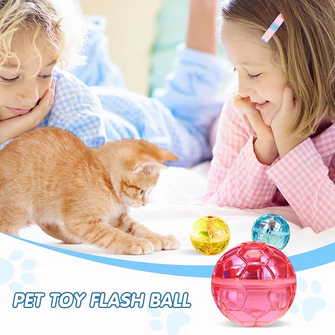 Frienda 4 Pcs Light up Cat Ball LED Motion Ghost Hunting Cat Ball, Bright | Interactive LED Toy for Cats, Glowing Exercise with Motion Activated, Ghost Hunting Pet Indoor Play, Mini Running Ball