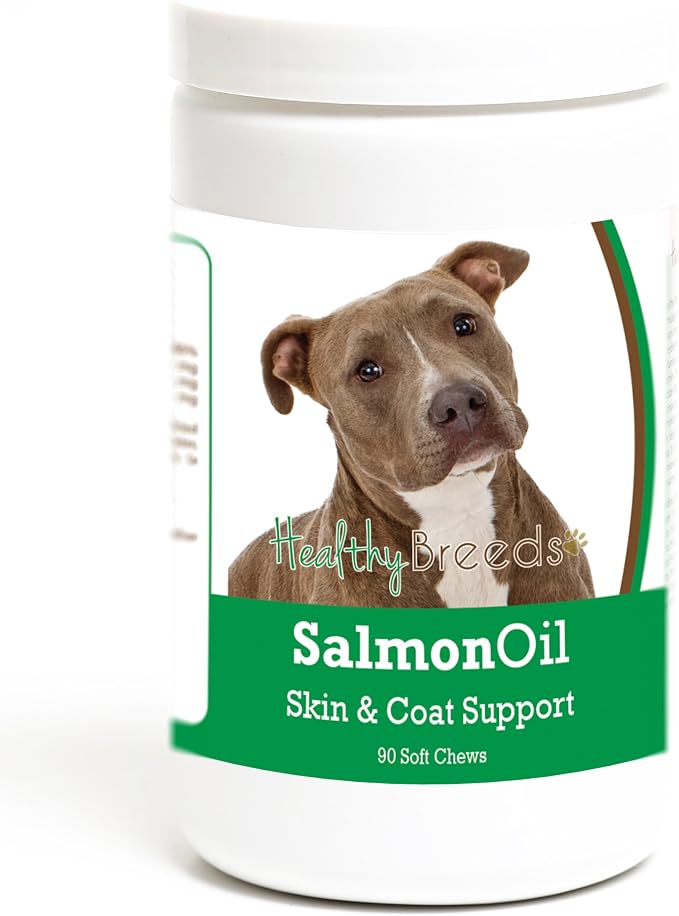Healthy Breeds Pit Bull Salmon Oil Soft Chews 90 Count, Brown