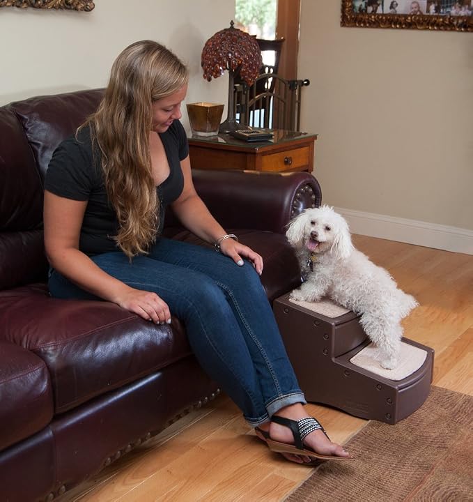 Pet Gear Easy Step II Pet Stairs, 2 Step for Cats/Dogs up to 75-pounds, Portable, Removable Washable Carpet Tread, No Tools Required, Available in 4 Colors