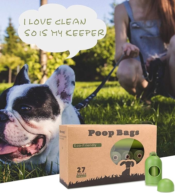 Dog Poop Bags Rolls: Leak-Proof Poo Bag with Dispenser – Large Unscented Poop Bags for Doggy Dogs (450 Count)- Green