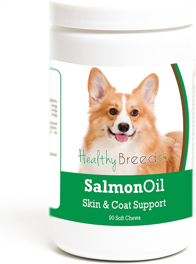 Healthy Breeds Pembroke Welsh Corgi Salmon Oil Soft Chews 90 Count, Brown