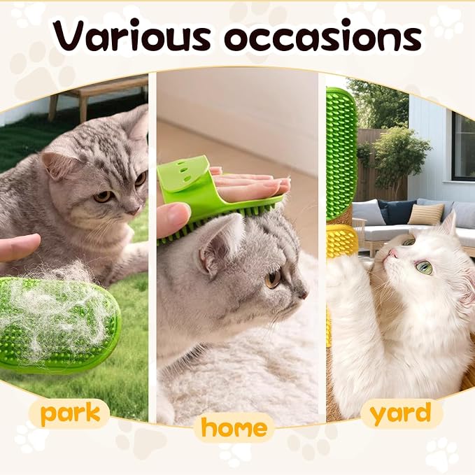 2026 new cat self-cleaning brush, silicone beauty belt pad, adjustable silicone cat comb brush, multifunctional cats comb massager suitable for furniture, sofas, and chair legs (Green)