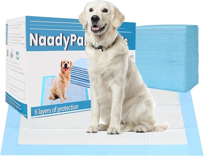 31x47 Extra Large Dog Pee Pads for Large & Giant Breeds, 40 Count - Leak-Proof 6-Layer, Holds 8 Cups, 4 Adhesive Tabs, Great for Great Danes