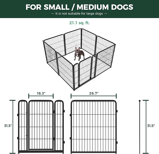 FXW Homeplus Unleashed Indoor Dog Playpen - Stress-Free and Safe Play, Heavy Duty 32 Inch 8 Panels with Playpen Camera Mount for Small and Medium Dogs, Black│Patented