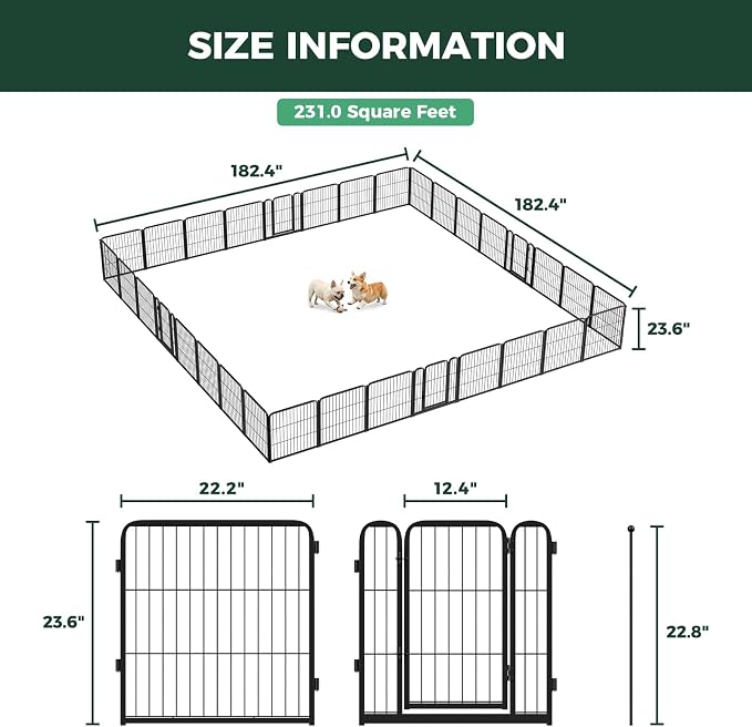 FXW Homeplus Unleashed Indoor Dog Playpen - Stress-Free and Safe Play, Heavy Duty 24 Inch 32 Panels Dog Pen for Puppy and Small Dogs, Black│Patented