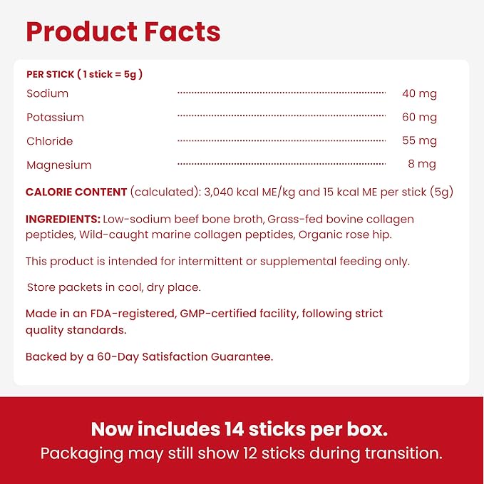 Electrolytes for Dogs with Protein – Hydration & Mobility Support with Collagen – Made with Real Beef Bone Broth – Dog Food Topper for Picky Eaters – 14 Sticks