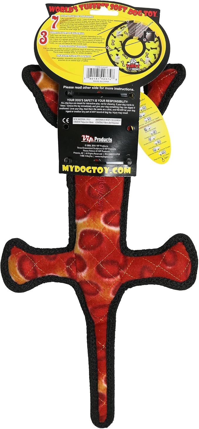 TUFFY® : 2 Pack Lizard Dog Toy: Ultra Durable Plush Toy with Multiple Layers & Reinforced Seams, Washable and Floats, Original Construction