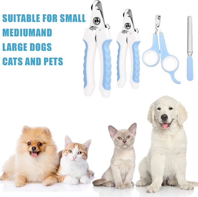 Mudder Dog & Cat Nail Clippers Kit, 4pcs, Blue & White