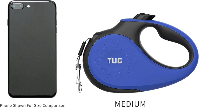 TUG 360° Tangle-Free Retractable Dog Leash with Waste Bag Dispenser (Medium, Blue)