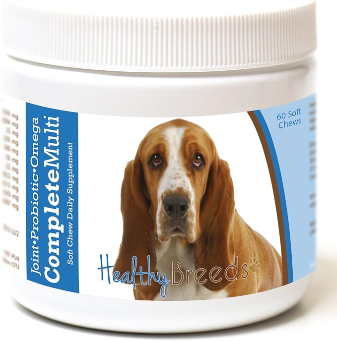 Healthy Breeds Basset Hound All in One Multivitamin Soft Chew for Dogs Chicken Flavor 60 Count