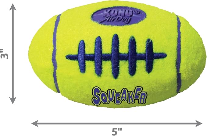 KONG - AirDog® Squeaker Football - Squeaky Bounce and Fetch Toy, Tennis Ball Material - For Medium Dogs