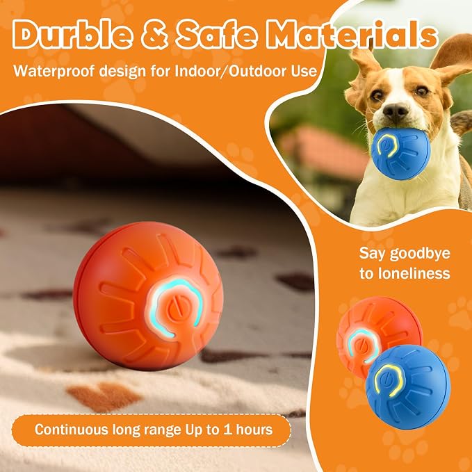 2PCS Shaky Ball Toy for Dogs, Vibrating Dog Ball, USB Rechargeable, Interactive, Automatic Moving, Bouncing, Perfect for Small, Medium, Large Dogs (Small, Gear)