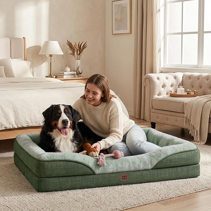 EHEYCIGA Orthopedic Memory Foam Dog Bed - XL 42x30in, Green
