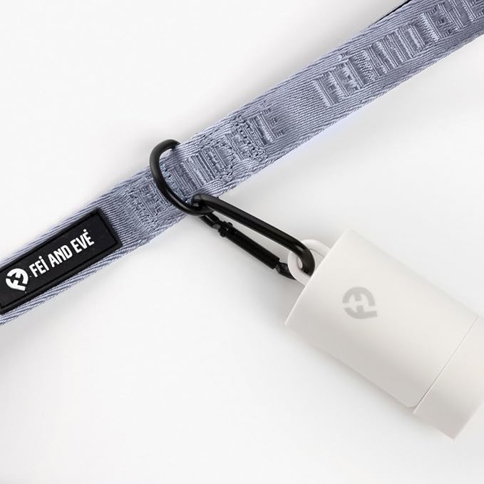 Fei & Eve Poop Bag Dispenser - Compact & Lightweight | Fits all Leashes | White, With 1 Roll Poop Bag