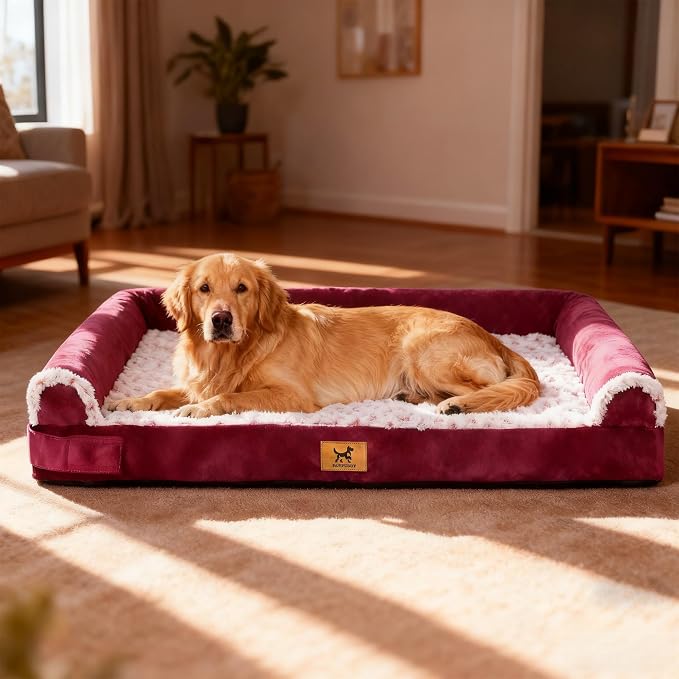 Orthopedic Egg-Crate Foam Sofa Dog Bed - XL 40x28in, Rose Pink